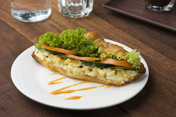 egg sandwich and coffee
