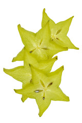 Fototapeta premium star fruit, carambola (Averrhoa carambola) sliced, isolated on white