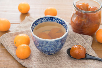 金柑の甘露煮のお湯割