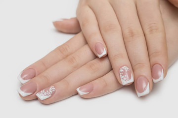 care for sensuality woman nails manicure french