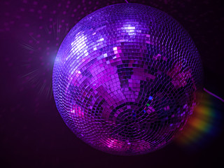 Disco ball hanging in a nightclub, club light