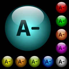 Decrease font size icons in color illuminated glass buttons