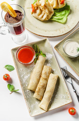 stuffed pancakes with sauce