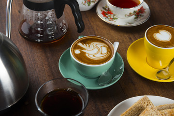 coffee and breakfast items