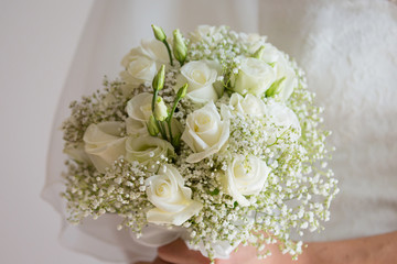 Wedding bouquet of white roses