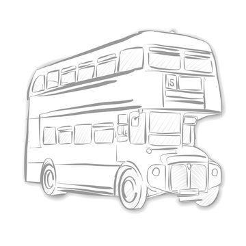 London Bus Black and White Sketch