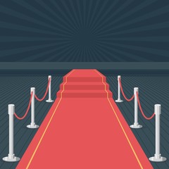 Red carpet of cinema award event. Red Carpet Stage.