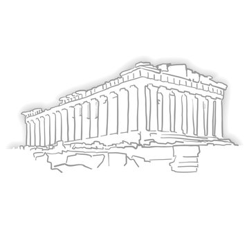 Greece Acropolis Temple Sketch