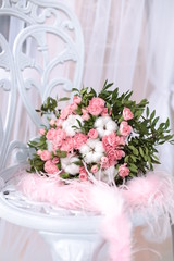 Spring tulips and roses bridal tender flowers bouquet
