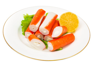 Surimi crab sticks on plate