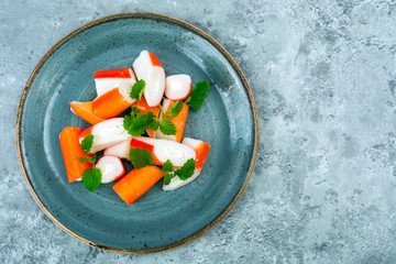 Surimi crab sticks on plate