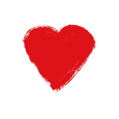 Vector grunge heart. Love shape heart drawn with red paint on a white background. Illustration vintage design element