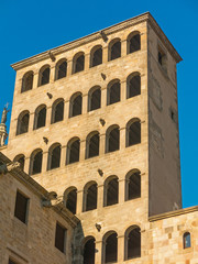 Fototapeta premium King's Martin Watchtower in King Square. Gothic Quarter in Barcelona, Catalonia, Spain