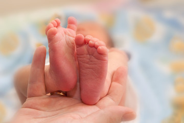 Infant heels in  mother's hands