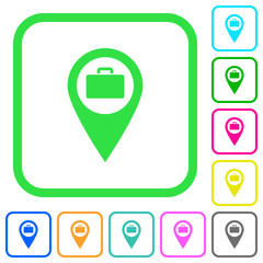 Baggage storage GPS map location vivid colored flat icons
