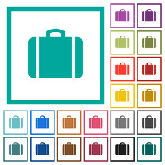 Suitcase flat color icons with quadrant frames
