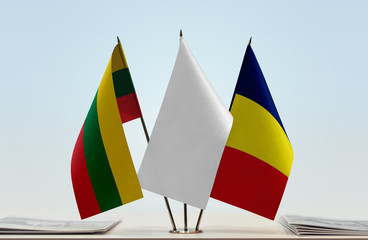 Flags of Lithuania and Chad with a white flag in the middle