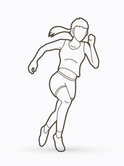 Athlete runner, A woman runner running outline graphic vector