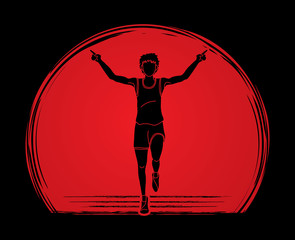 Athlete runner, A man runner running ,The winner designed on sunlight background graphic vector