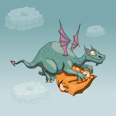Fototapeta premium turquoise dragon magic cartoon fantasy