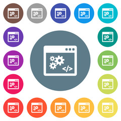 Application programming interface flat white icons on round color backgrounds