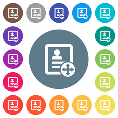 Move contact flat white icons on round color backgrounds