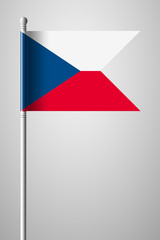 Flag of Czech Republic. National Flag on Flagpole. Isolated Illustration on Gray