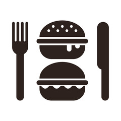 Burgers, knife and fork