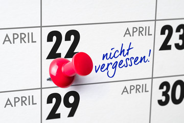 Wandkalender - 22. April