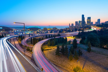 Fototapeta na wymiar Intersection between I-5 and I-90, Seattle, Washington State, USA