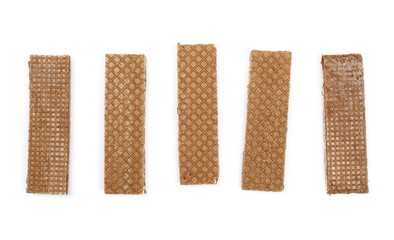 Chocolate wafers isolated on white background, top view