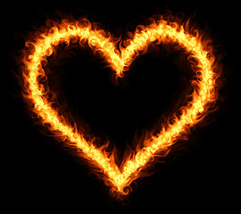 Fototapeta na wymiar Heart shape burning outline