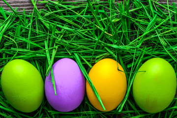 Colored eggs, easter background