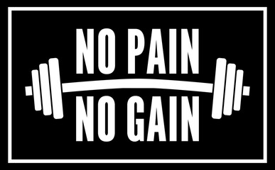 No pain no gain dumbbell, black and white