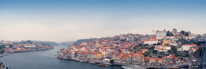 Obraz premium Old Porto city and Ribeira over Douro river from Vila Nova de Gaia, Portugal