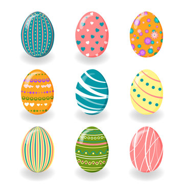  Set of Easter eggs. Vector funny illustration