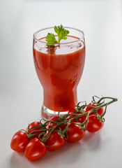 Tomato juice in a glass cup