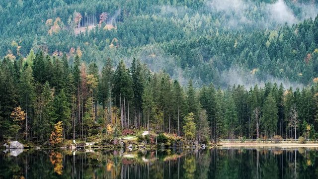 Wonderful autumn of Hintersee lake Germany