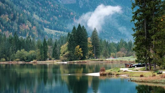 Wonderful autumn of Hintersee lake Germany