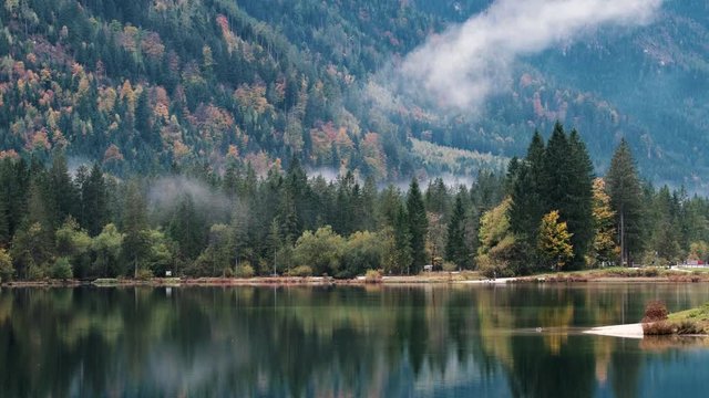 Wonderful autumn of Hintersee lake Germany