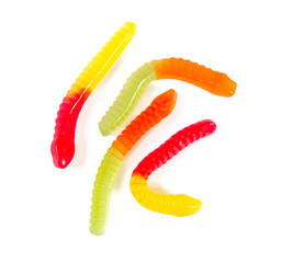 jelly worms isolated on white