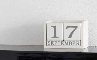 White block calendar present date 17 and month September