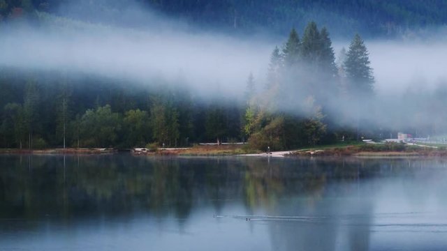 Wonderful autumn of Hintersee lake Germany
