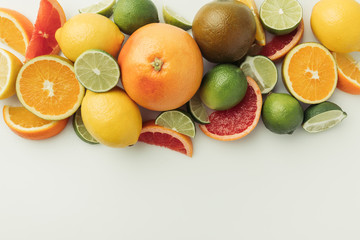 Ripe citrus fruits isolated on white background