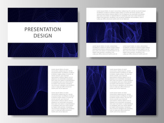 Set of business templates for presentation slides. Colorful design with waves abstract beautiful background. Vector illustration.