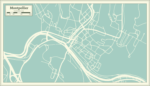 Montpelier Vermont USA City Map in Retro Style. Outline Map.