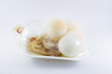 Fototapeta na wymiar Boiled egg with fish sauce