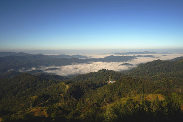 Mountain landscape bird eye view  above the cloud and mist - 193563000
