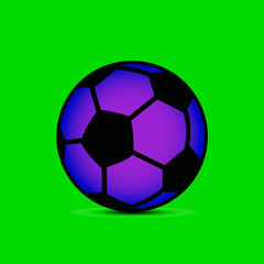 Fototapeta premium Abstract illustration, Dark blue soccer ball, Cartoon on green background,