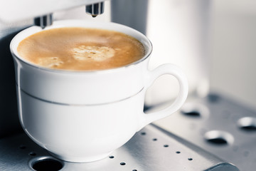 Freshly prepared coffee cup